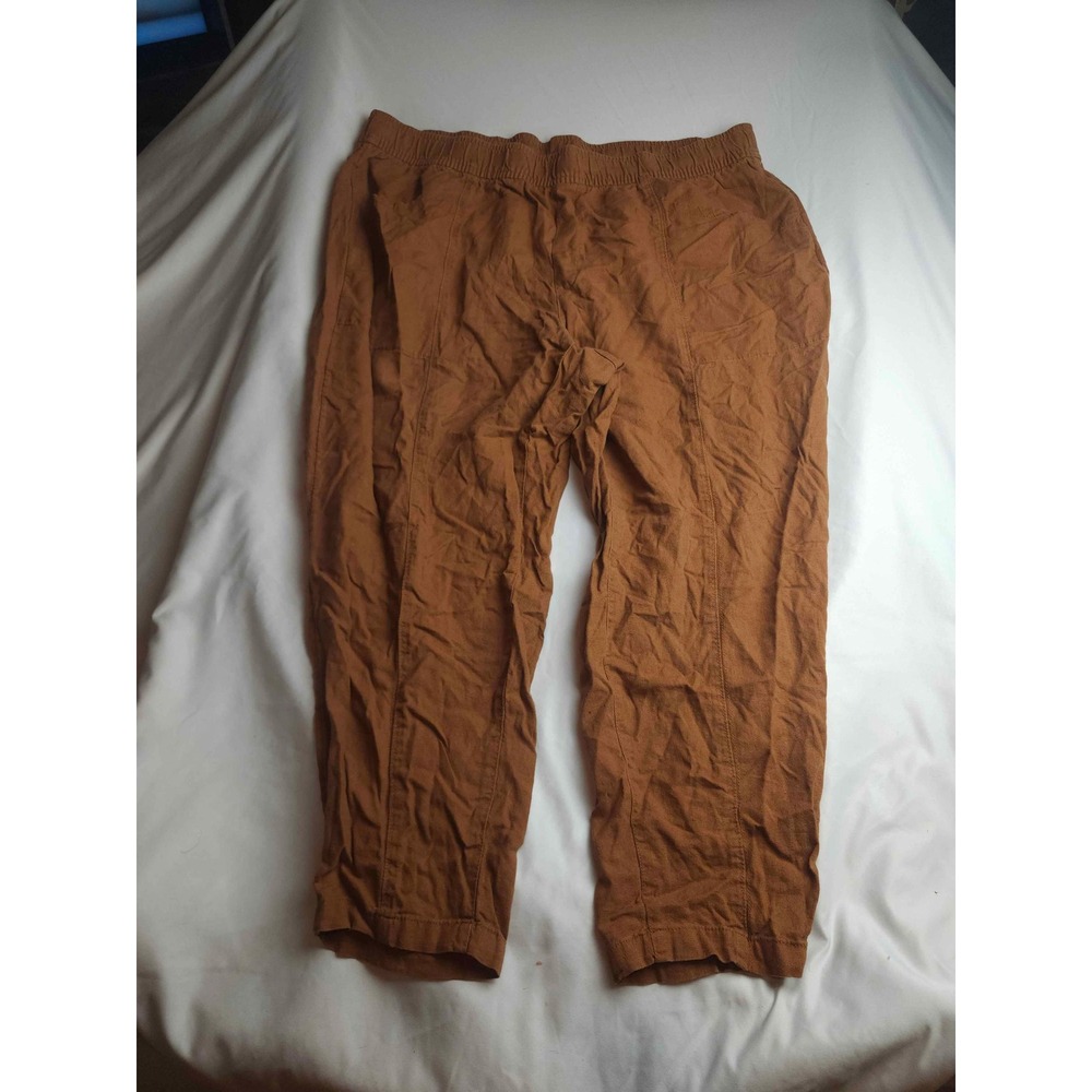 Old Navy High-Rise Straight Taper Pants Brown Womens 2X Elastic Waist Pocket